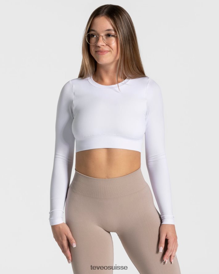 vêtements femmes TEVEO 40204P166 manches longues découpées pour tous les jours blanc