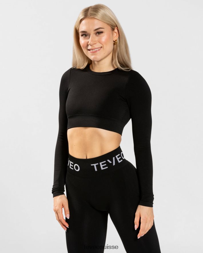 vêtements femmes TEVEO 40204P167 manches longues découpées pour tous les jours noir