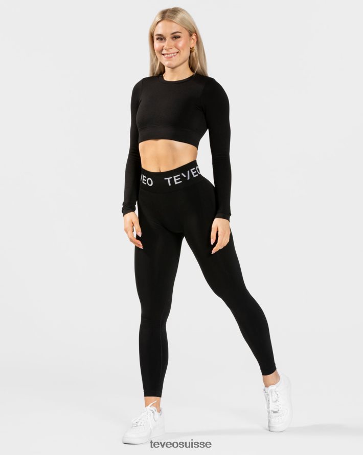 vêtements femmes TEVEO 40204P167 manches longues découpées pour tous les jours noir