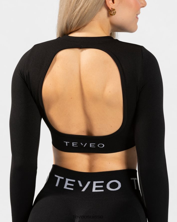 vêtements femmes TEVEO 40204P167 manches longues découpées pour tous les jours noir
