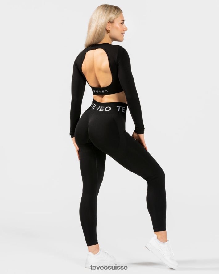 vêtements femmes TEVEO 40204P167 manches longues découpées pour tous les jours noir