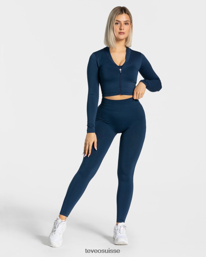 vêtements femmes TEVEO 40204P168 veste zippée tendance bleu foncé