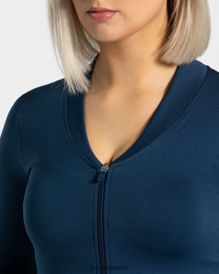 vêtements femmes TEVEO 40204P168 veste zippée tendance bleu foncé