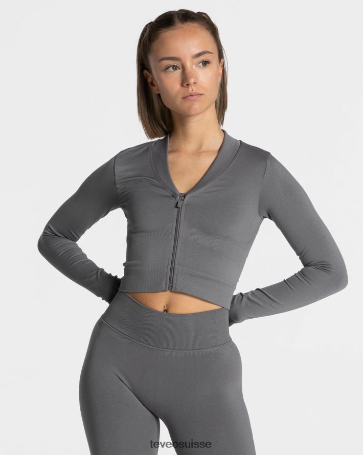 vêtements femmes TEVEO 40204P169 veste zippée tendance graphite