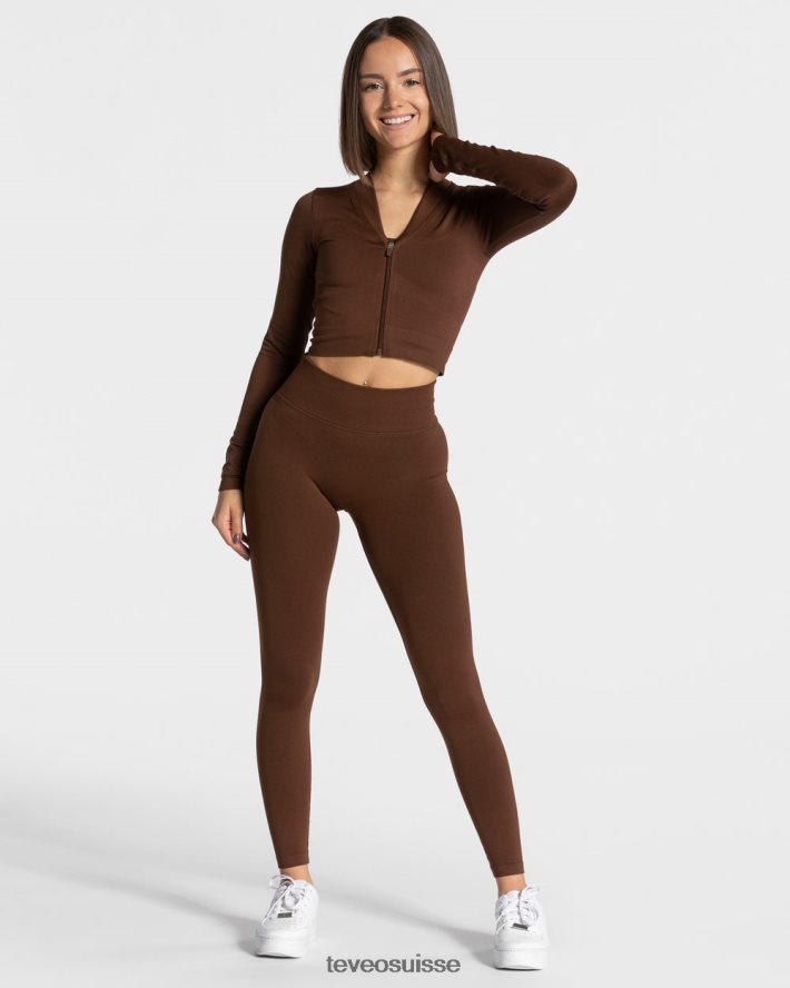 vêtements femmes TEVEO 40204P171 veste zippée tendance café
