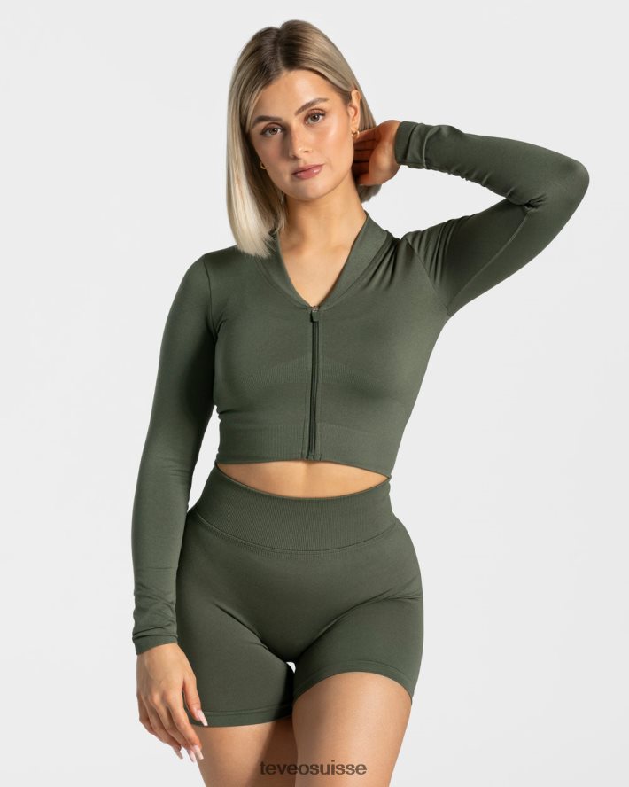 vêtements femmes TEVEO 40204P172 veste zippée tendance kaki