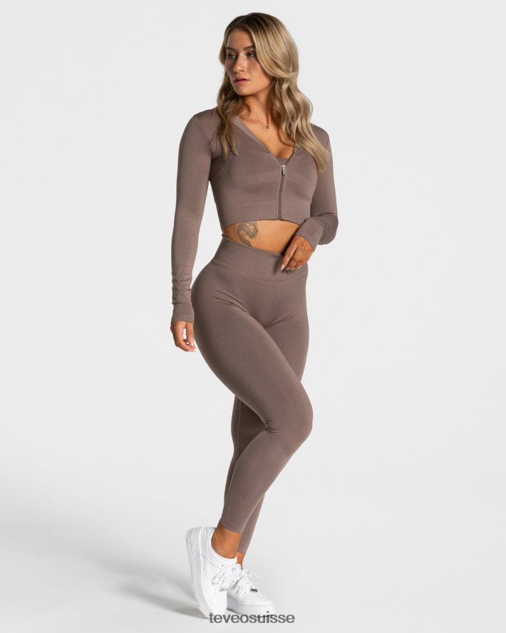 vêtements femmes TEVEO 40204P173 veste zippée tendance moka