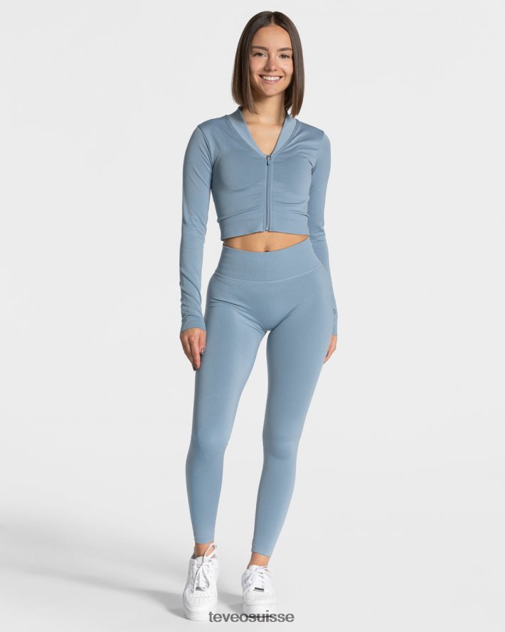 vêtements femmes TEVEO 40204P177 veste zippée tendance bleu acier
