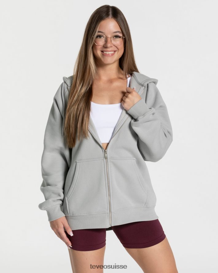 vêtements femmes TEVEO 40204P10 veste oversize bonbons gris clair
