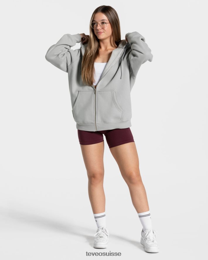 vêtements femmes TEVEO 40204P10 veste oversize bonbons gris clair