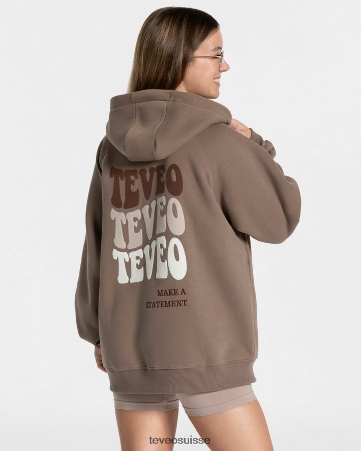 vêtements femmes TEVEO 40204P11 veste oversize bonbons moka