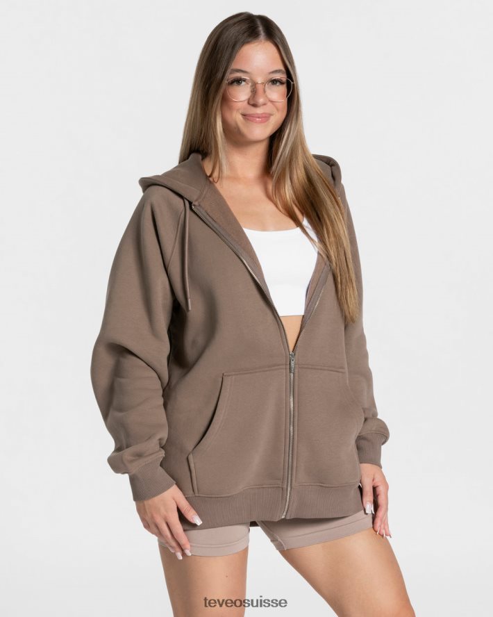 vêtements femmes TEVEO 40204P11 veste oversize bonbons moka