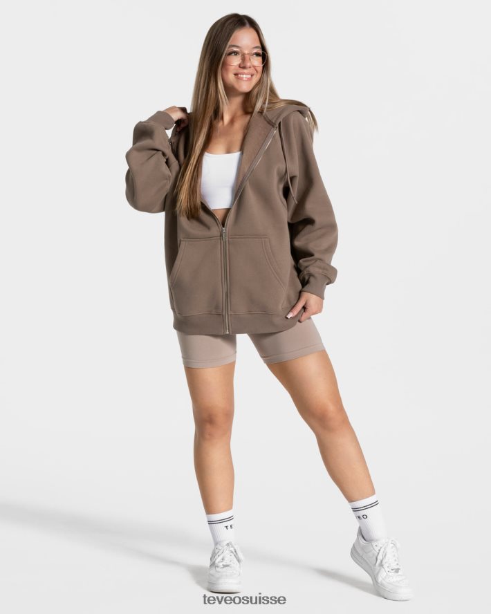 vêtements femmes TEVEO 40204P11 veste oversize bonbons moka