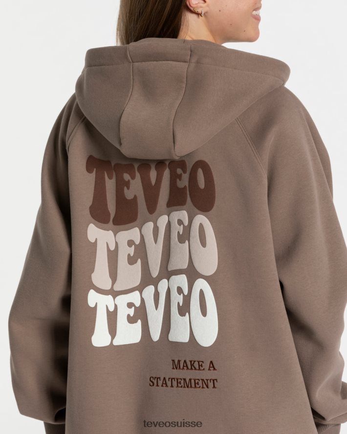 vêtements femmes TEVEO 40204P11 veste oversize bonbons moka