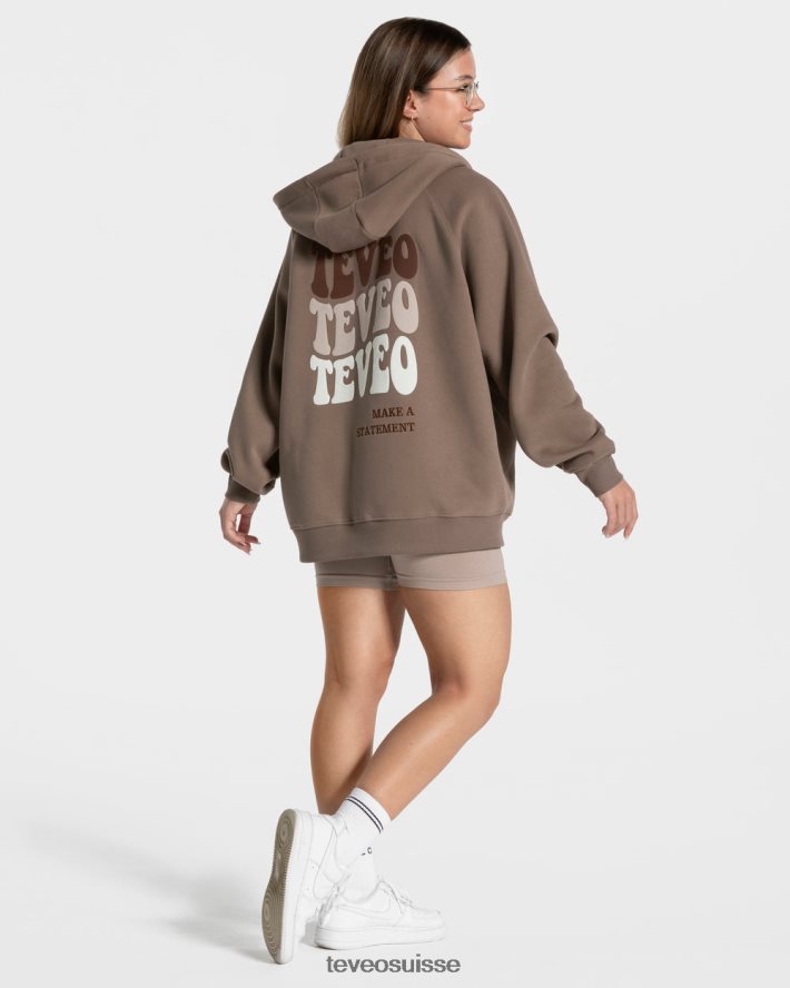 vêtements femmes TEVEO 40204P11 veste oversize bonbons moka