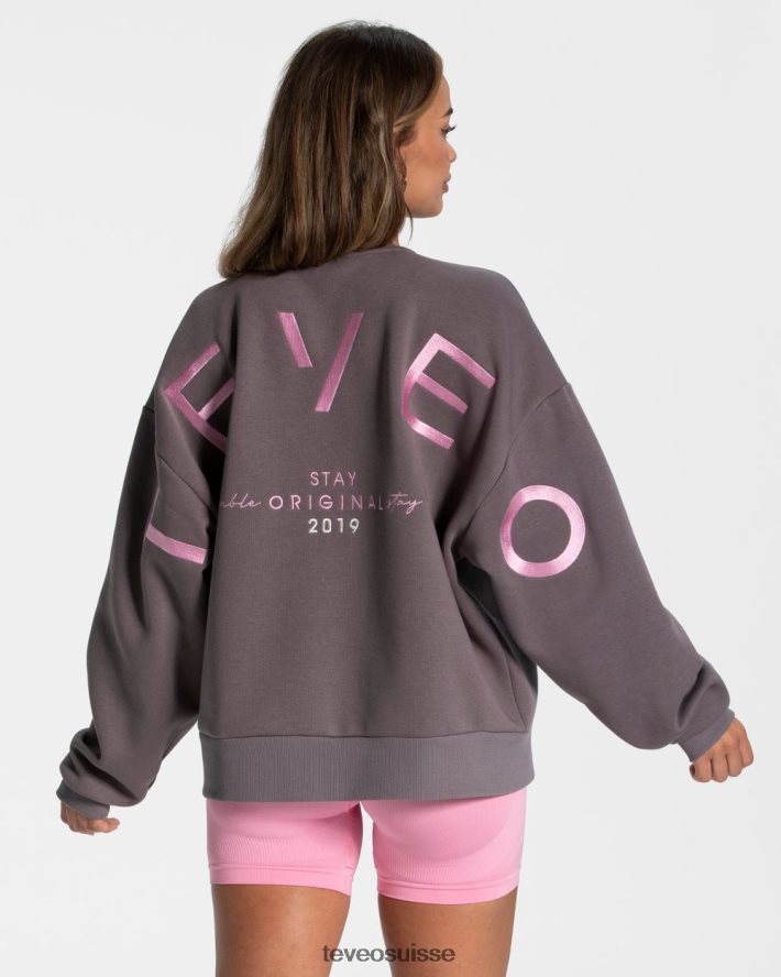 vêtements femmes TEVEO 40204P13 pull oversize emblématique graphite