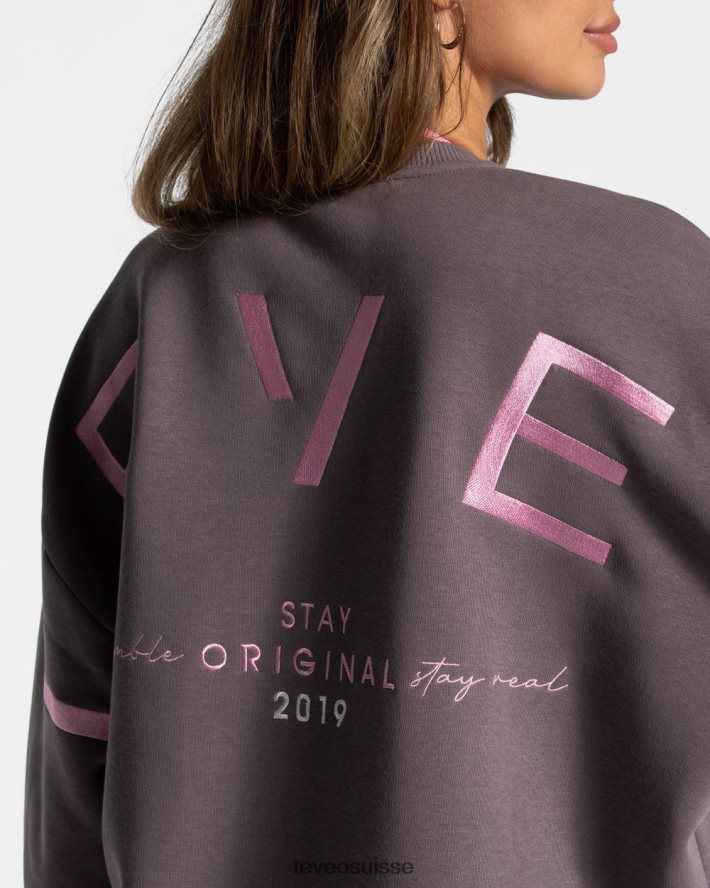 vêtements femmes TEVEO 40204P13 pull oversize emblématique graphite
