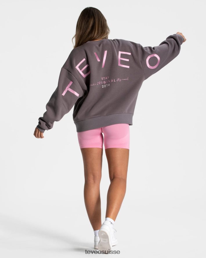 vêtements femmes TEVEO 40204P13 pull oversize emblématique graphite