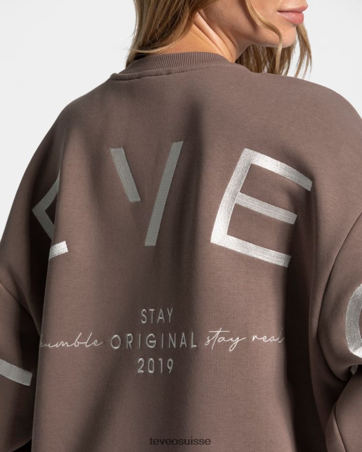 vêtements femmes TEVEO 40204P14 pull oversize emblématique moka