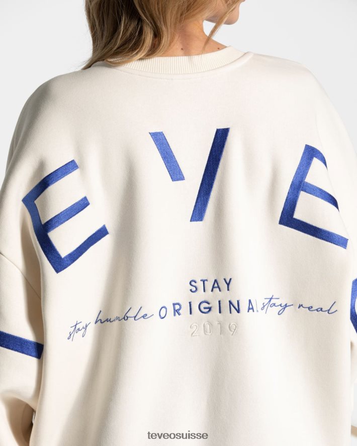 vêtements femmes TEVEO 40204P15 pull oversize emblématique blanc cassé