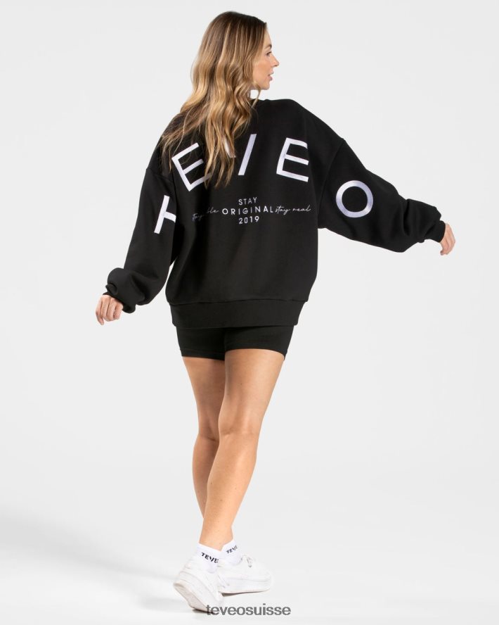 vêtements femmes TEVEO 40204P16 pull oversize emblématique noir