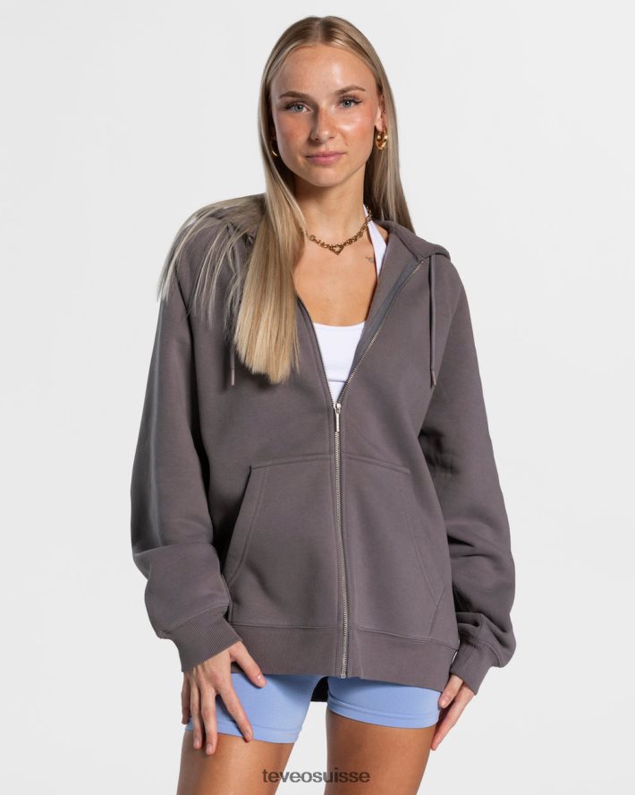 vêtements femmes TEVEO 40204P17 veste oversize bonbons graphite