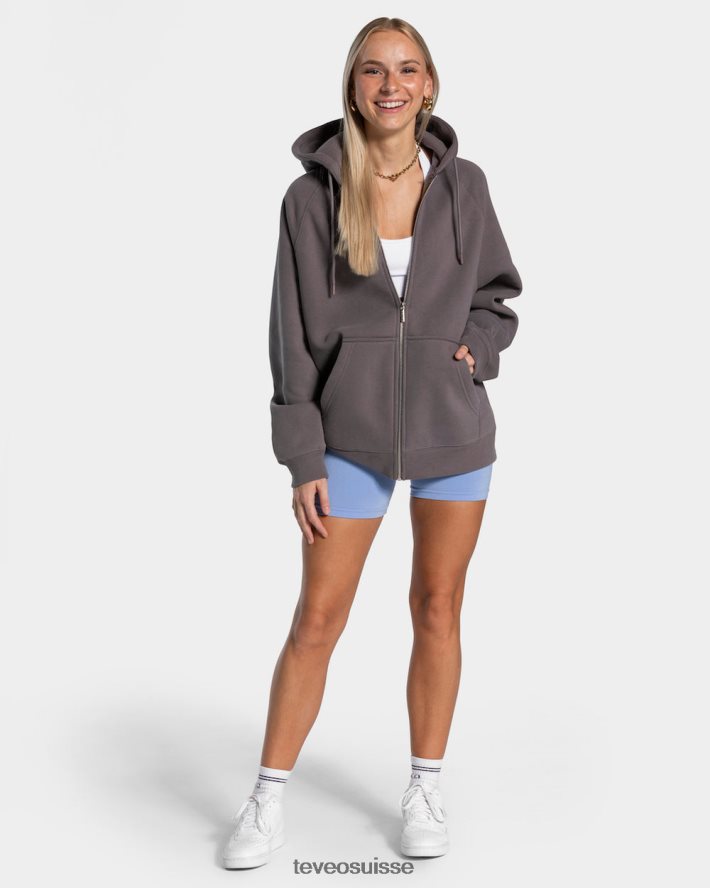 vêtements femmes TEVEO 40204P17 veste oversize bonbons graphite