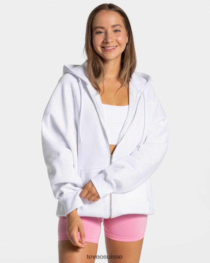 vêtements femmes TEVEO 40204P18 veste oversize bonbons blanc