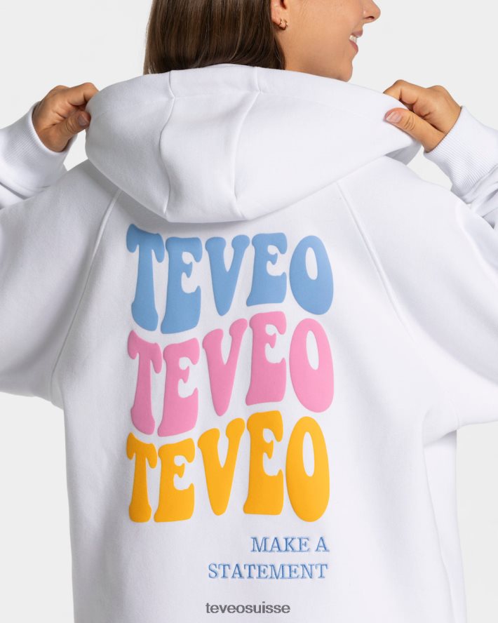 vêtements femmes TEVEO 40204P18 veste oversize bonbons blanc