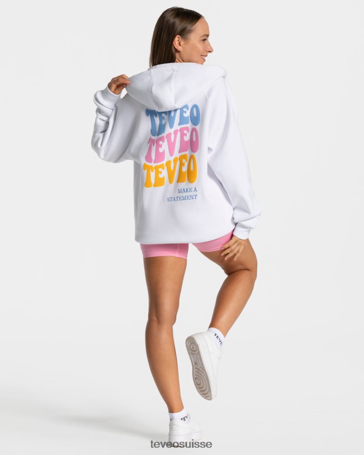 vêtements femmes TEVEO 40204P18 veste oversize bonbons blanc