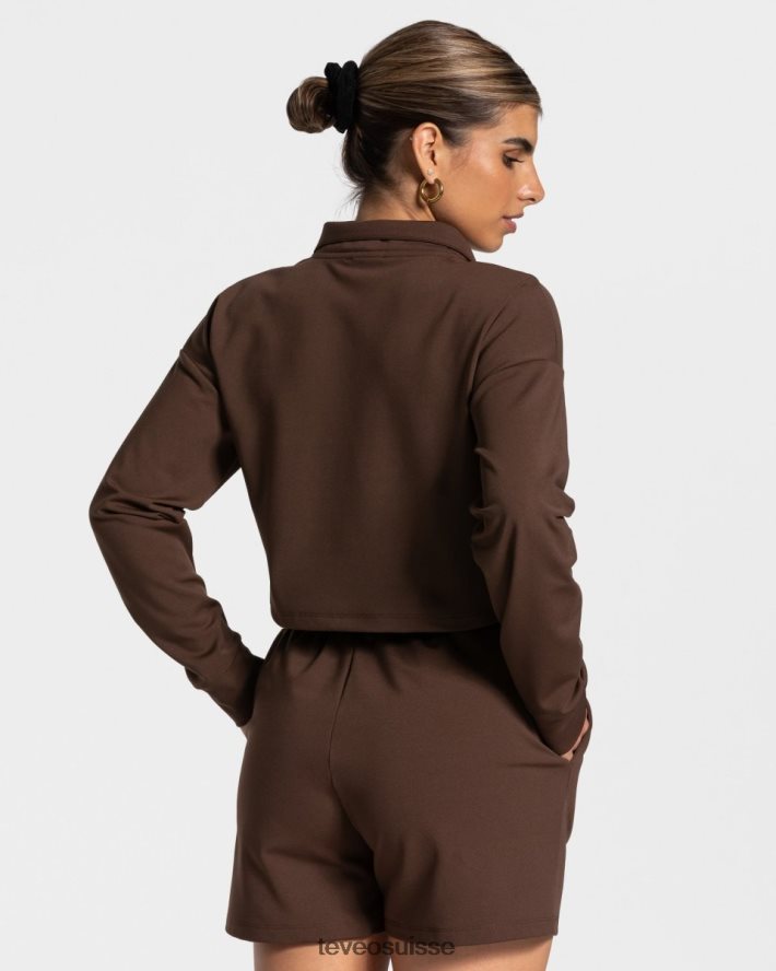 vêtements femmes TEVEO 40204P19 charmant pull zippé brun