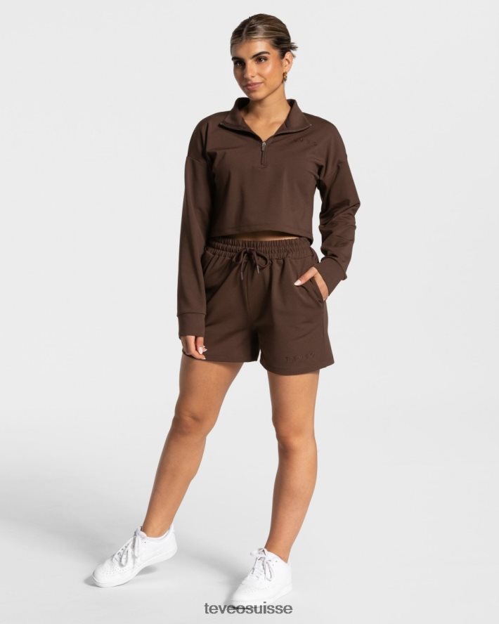 vêtements femmes TEVEO 40204P19 charmant pull zippé brun