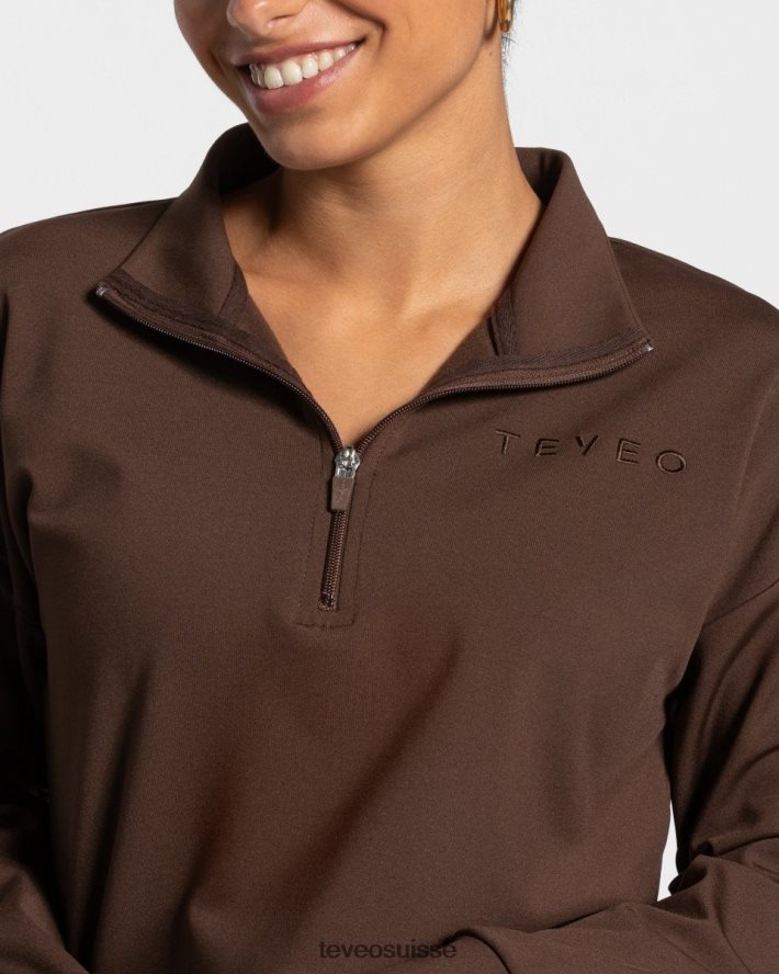 vêtements femmes TEVEO 40204P19 charmant pull zippé brun