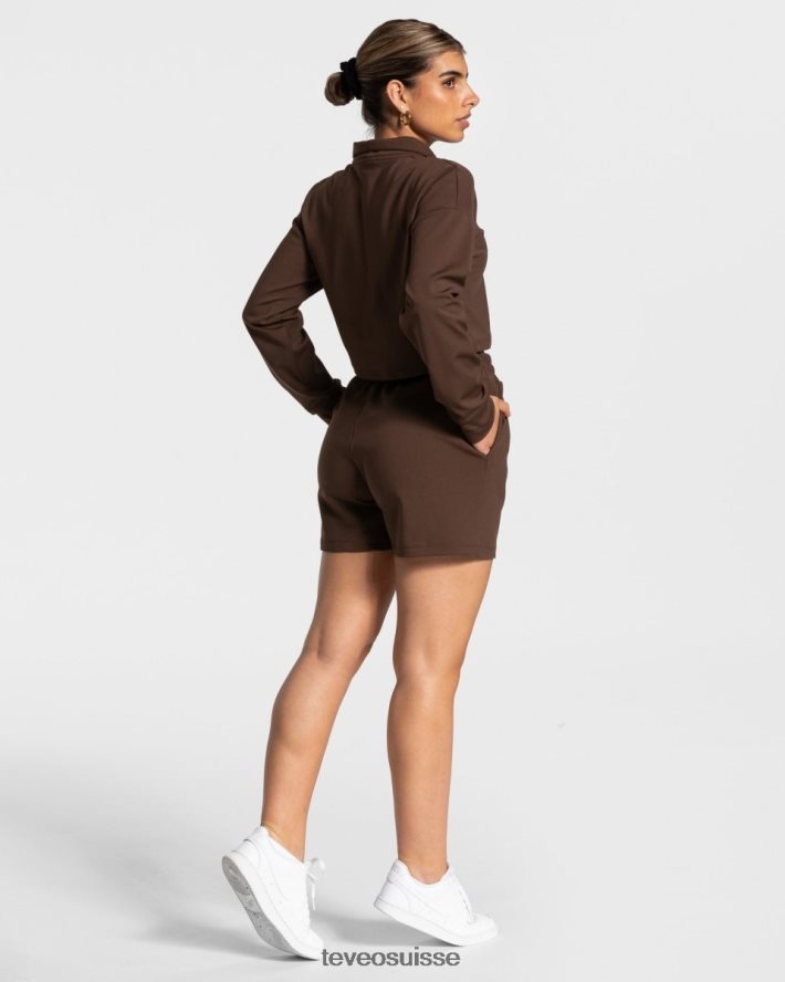 vêtements femmes TEVEO 40204P19 charmant pull zippé brun