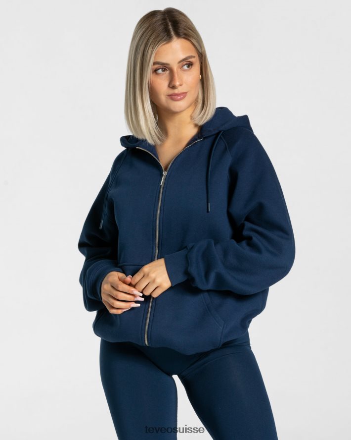 vêtements femmes TEVEO 40204P21 veste oversize tendance bleu foncé