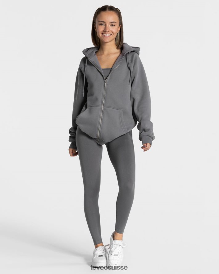 vêtements femmes TEVEO 40204P23 veste oversize tendance graphite
