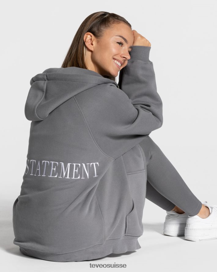 vêtements femmes TEVEO 40204P23 veste oversize tendance graphite