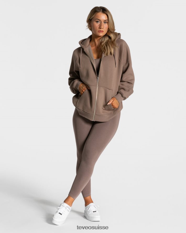 vêtements femmes TEVEO 40204P27 veste oversize tendance moka