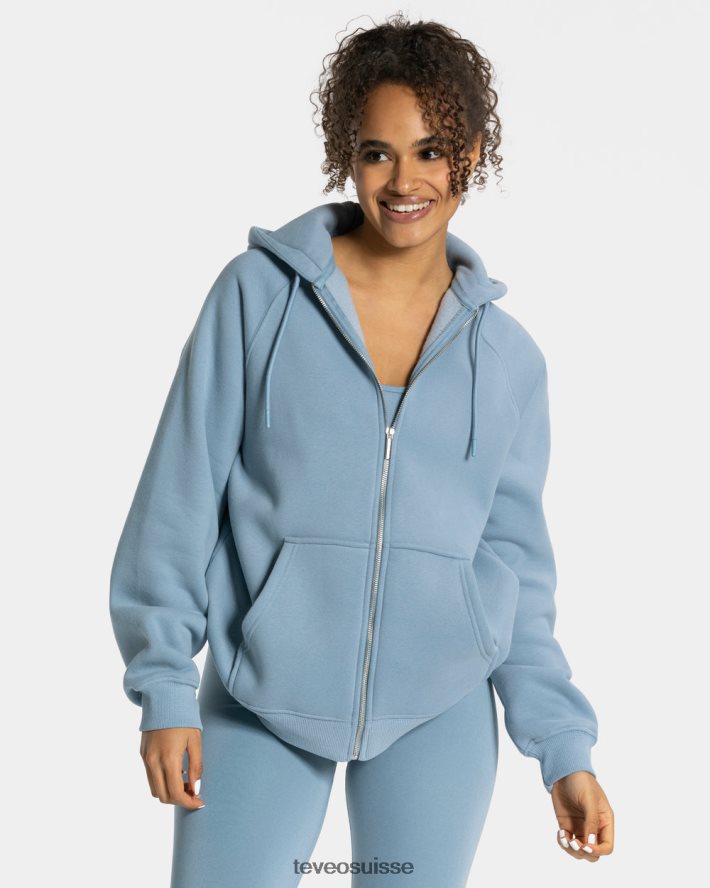vêtements femmes TEVEO 40204P32 veste oversize tendance bleu acier