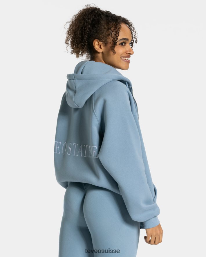 vêtements femmes TEVEO 40204P32 veste oversize tendance bleu acier