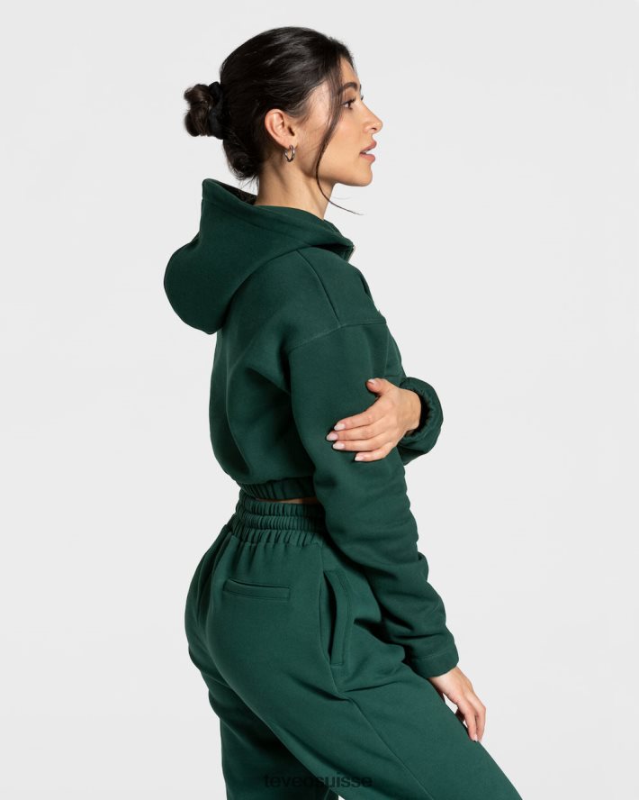 vêtements femmes TEVEO 40204P34 sweat à capuche zippé universitaire vert foncé