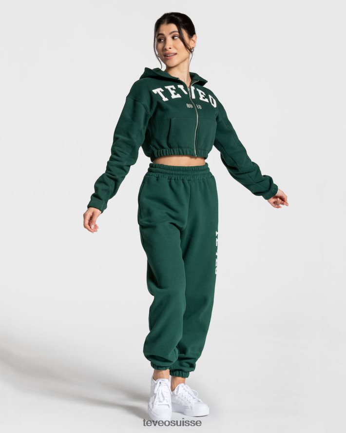 vêtements femmes TEVEO 40204P34 sweat à capuche zippé universitaire vert foncé