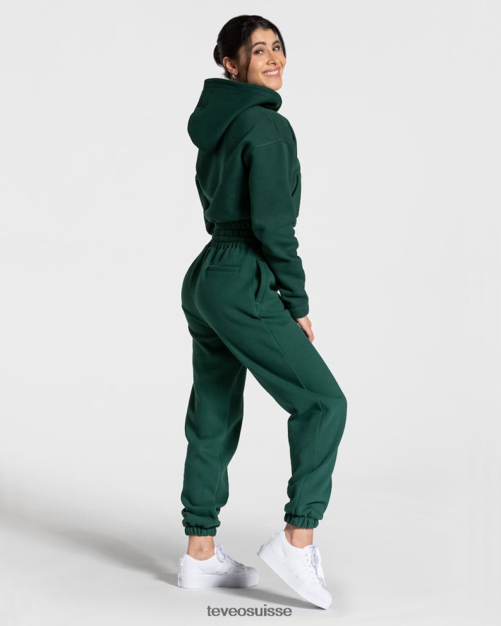 vêtements femmes TEVEO 40204P34 sweat à capuche zippé universitaire vert foncé