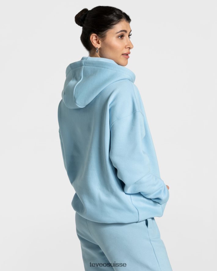 vêtements femmes TEVEO 40204P37 sweat à capuche surdimensionné universitaire bleu bébé
