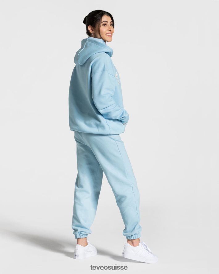 vêtements femmes TEVEO 40204P37 sweat à capuche surdimensionné universitaire bleu bébé