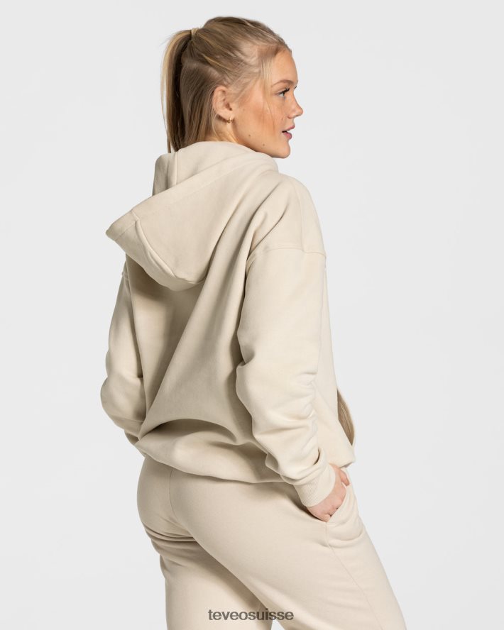 vêtements femmes TEVEO 40204P38 sweat à capuche surdimensionné universitaire beige