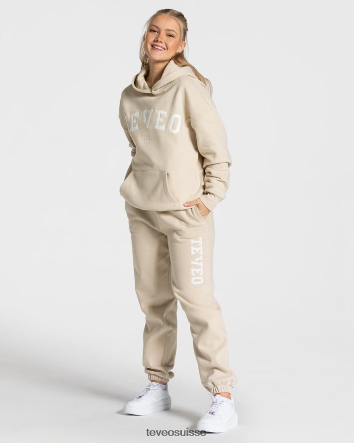 vêtements femmes TEVEO 40204P38 sweat à capuche surdimensionné universitaire beige