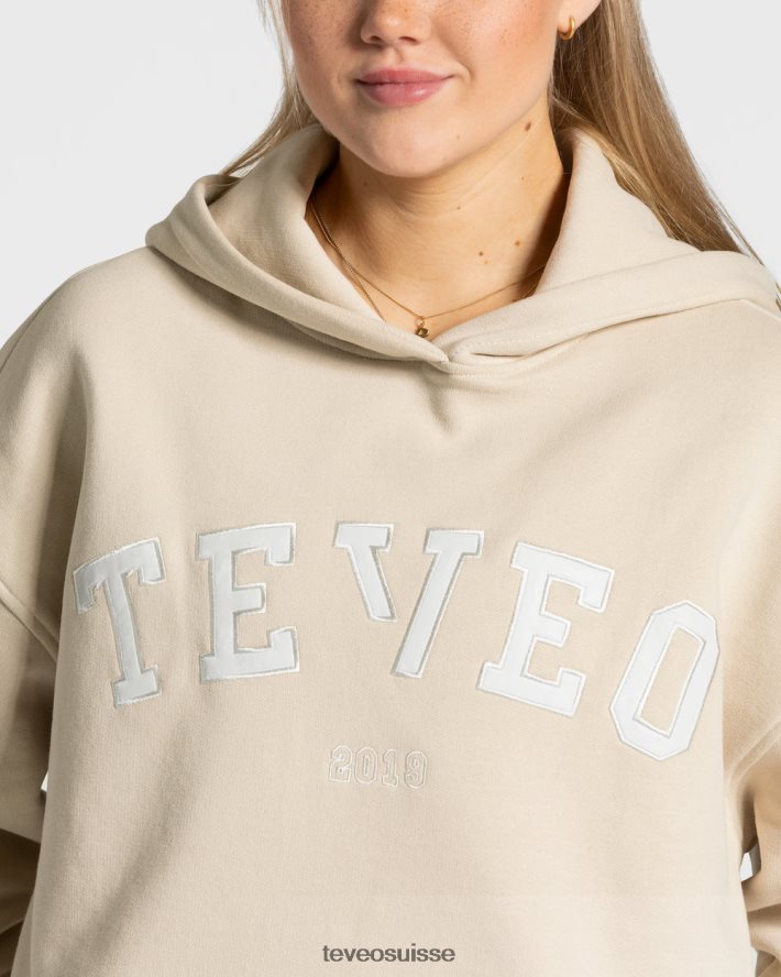 vêtements femmes TEVEO 40204P38 sweat à capuche surdimensionné universitaire beige
