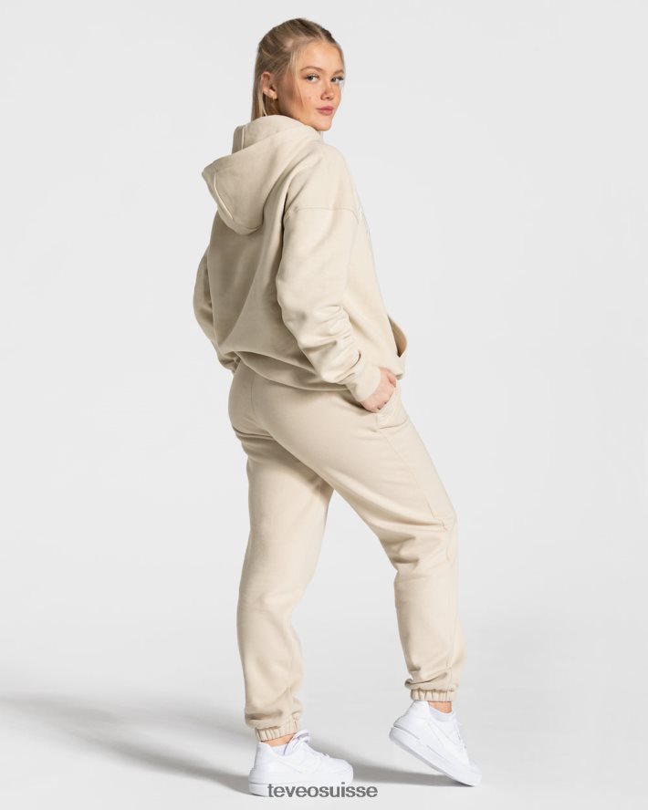 vêtements femmes TEVEO 40204P38 sweat à capuche surdimensionné universitaire beige