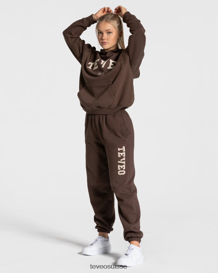 vêtements femmes TEVEO 40204P39 sweat à capuche surdimensionné universitaire marron foncé